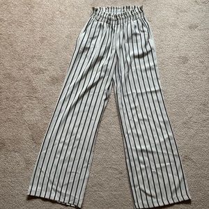 Black and white striped lightweight pants